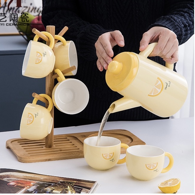 Creative Tea Pot Set with 6 Cups _ Stand