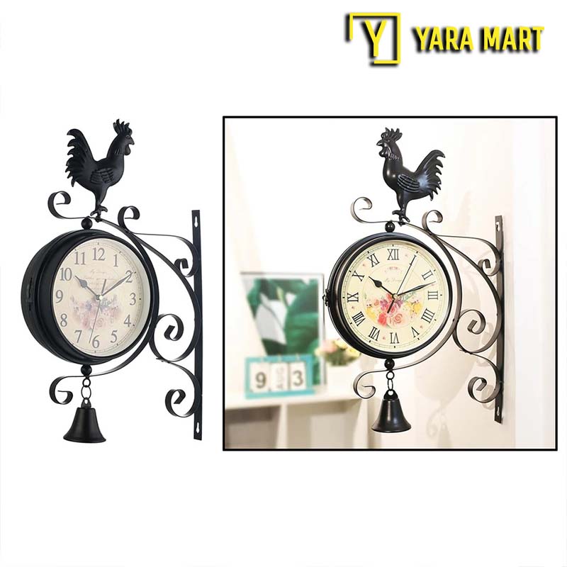 Double Sided Station Clock with Chicken