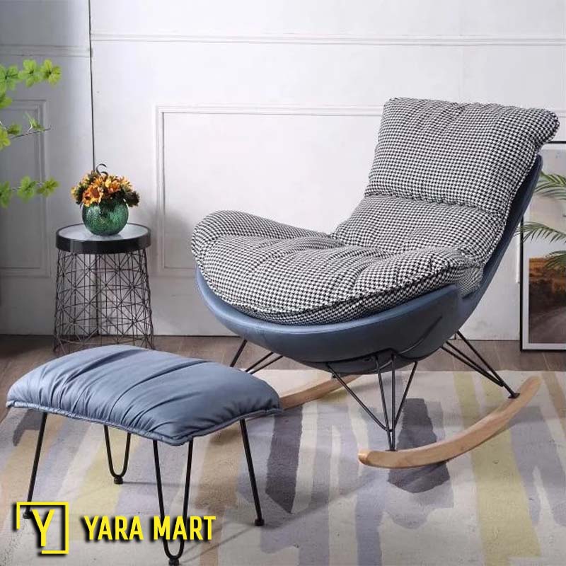 Nordic Rocking Chair with Leg Rest Table